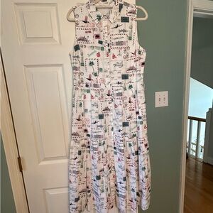 J. Crew Factory White and Blue Nautical Maxi Dress